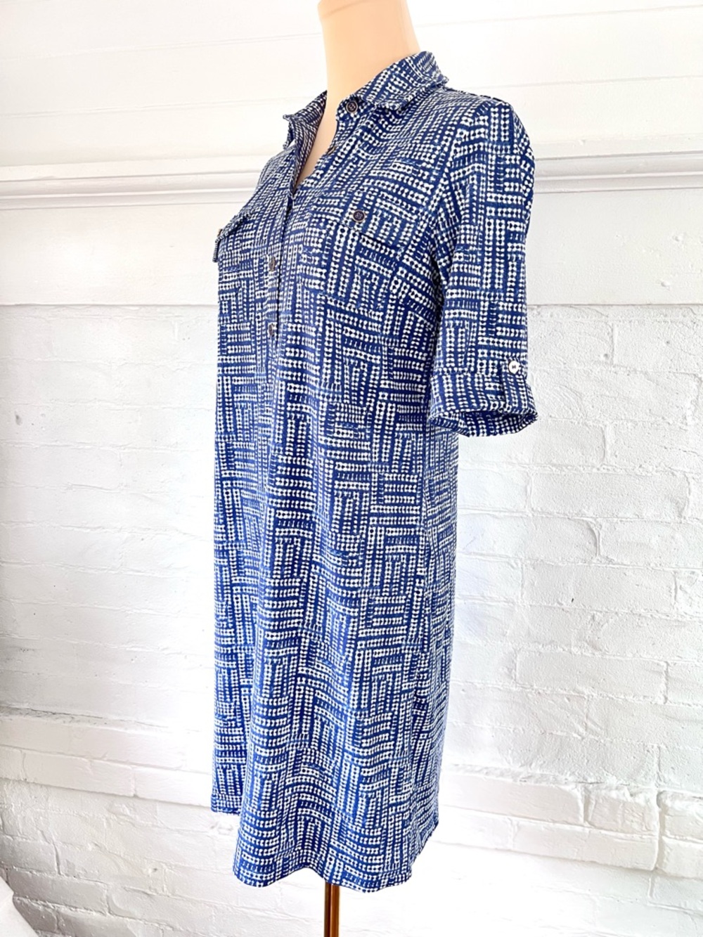 J McLaughlin Lawrence Dress Caribe Blue and White Catalina Cloth Size Small - Picture 3 of 12